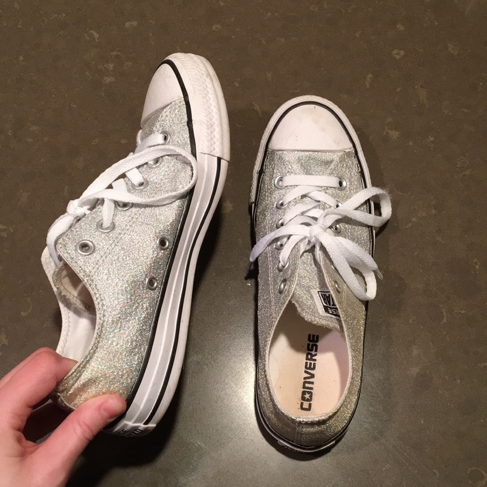 Silver sparkly converse all star